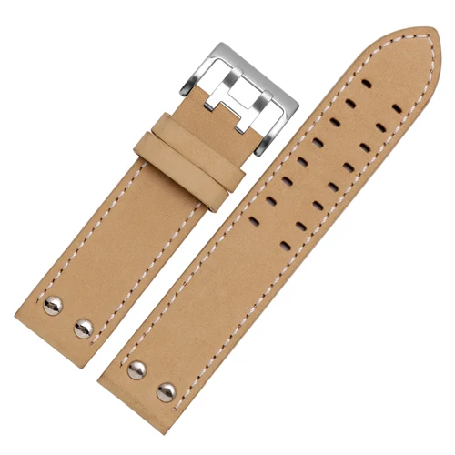 Khaki white B Ремешок для часов из натуральной кожи сменный кожаный ремешок хаки классический джаз Seiko цепочка для часов гамилтон 20 мм 22 мм - Цвет ремешка: Khaki white B
