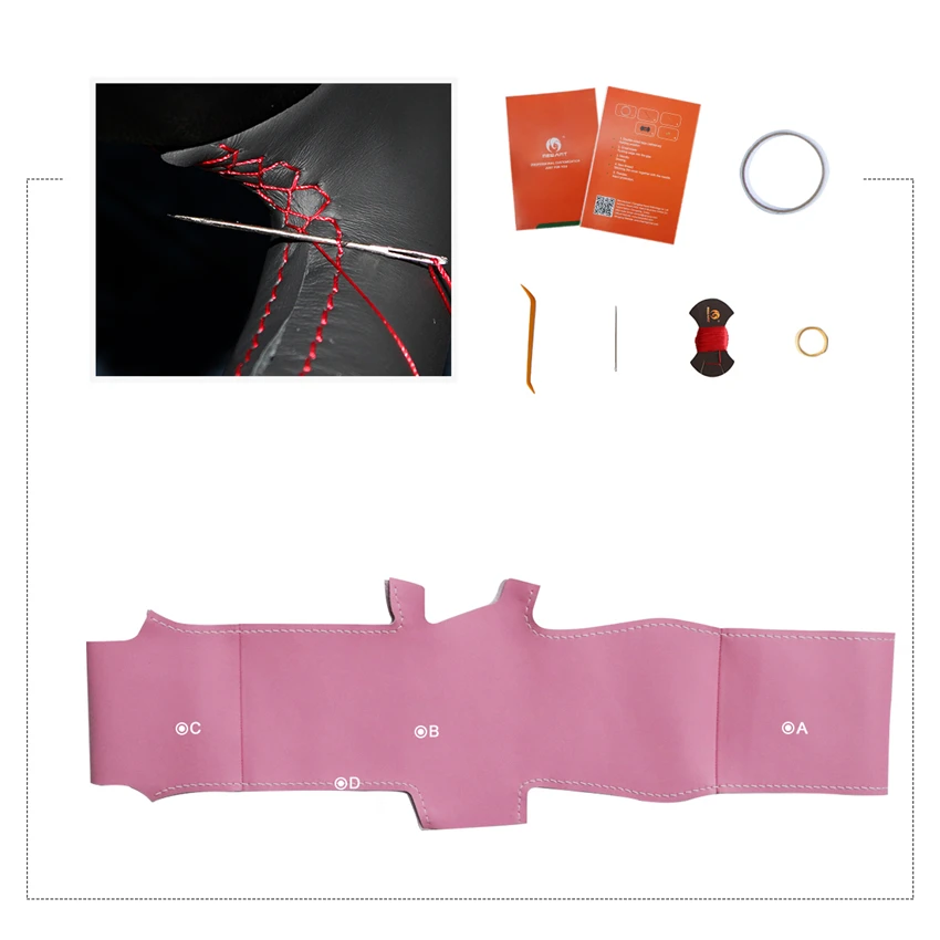 MEWANT розовый искусственный кожаный ручной сшитый чехол рулевого колеса