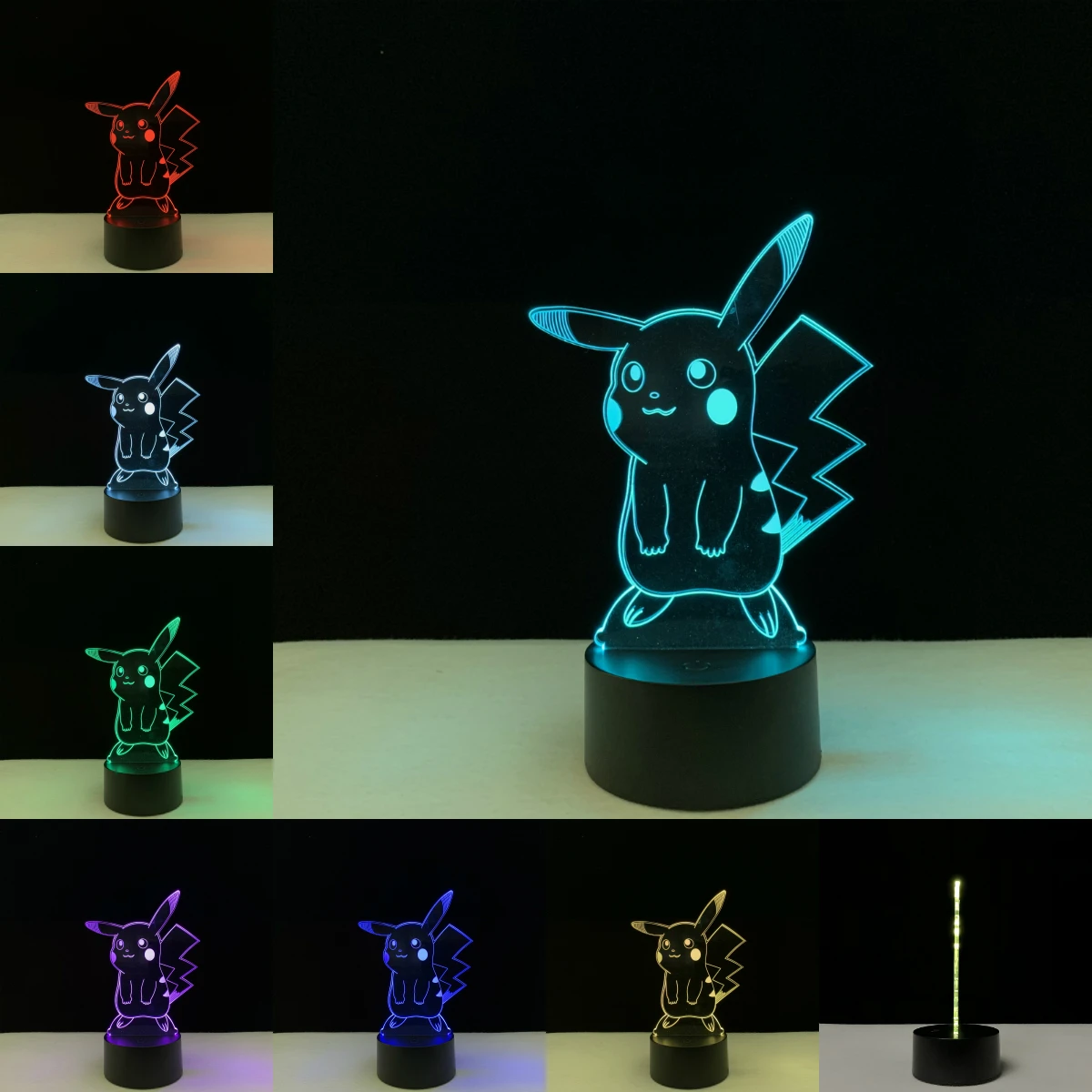С рисунком Пикачу Рисунок Покемон Go игры 3D лампа USB светодиодный ночник Иллюзия для настроения освещения домашний декор Детская игрушка Рождественский подарок