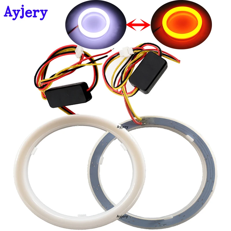 

4pairs halo ring car angel 60mm 70mm 80mm 90mm 95mm 100mm 110mm 120mm Car eyes angel 12V 4014 SMD White+Yellow Day Light Angel
