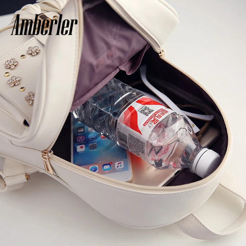 Рюкзак Amberler из искусственной кожи Женский модный вместительный дорожный ранец