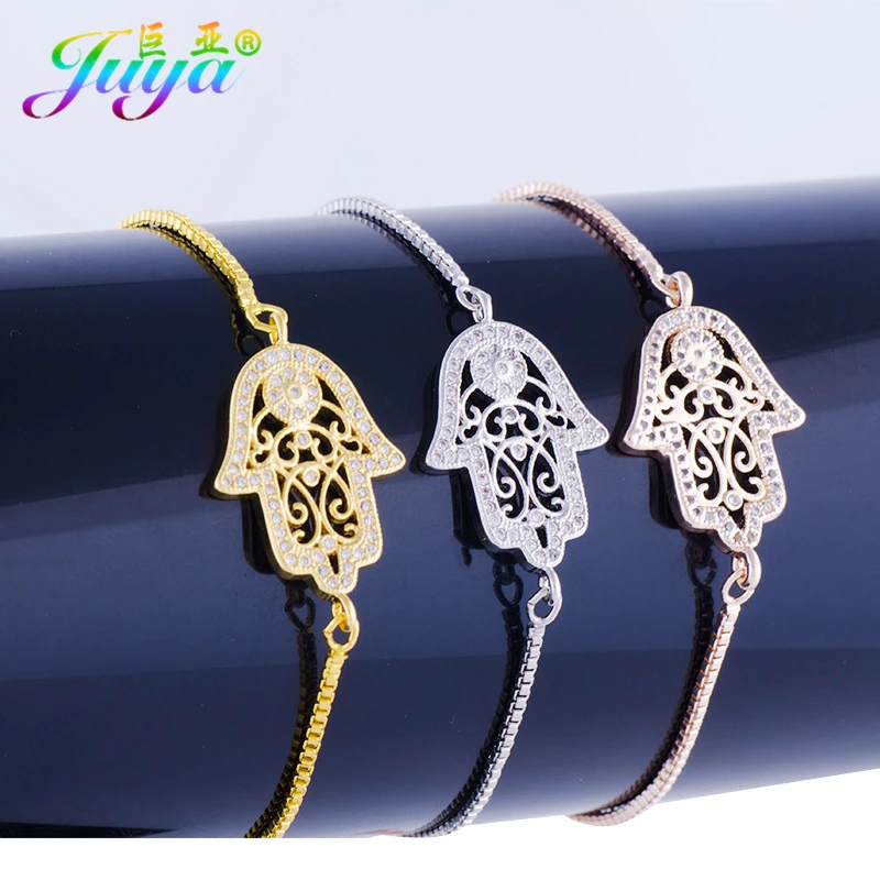 

Wholesale Gold Bracelets Men Jewelry Supplies Hollow Flower Hamsa Hand Of Fatima Charm Bracelets Gold Chains Bracelet For Women