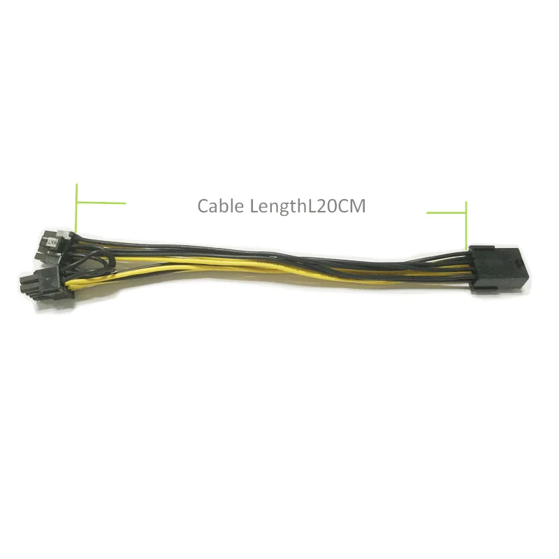 Сверхлучший кабель PCI E PCIE 8P гнездовой к 2 портам двойной 8pin 6P + P Male GPU Graphics адаптер