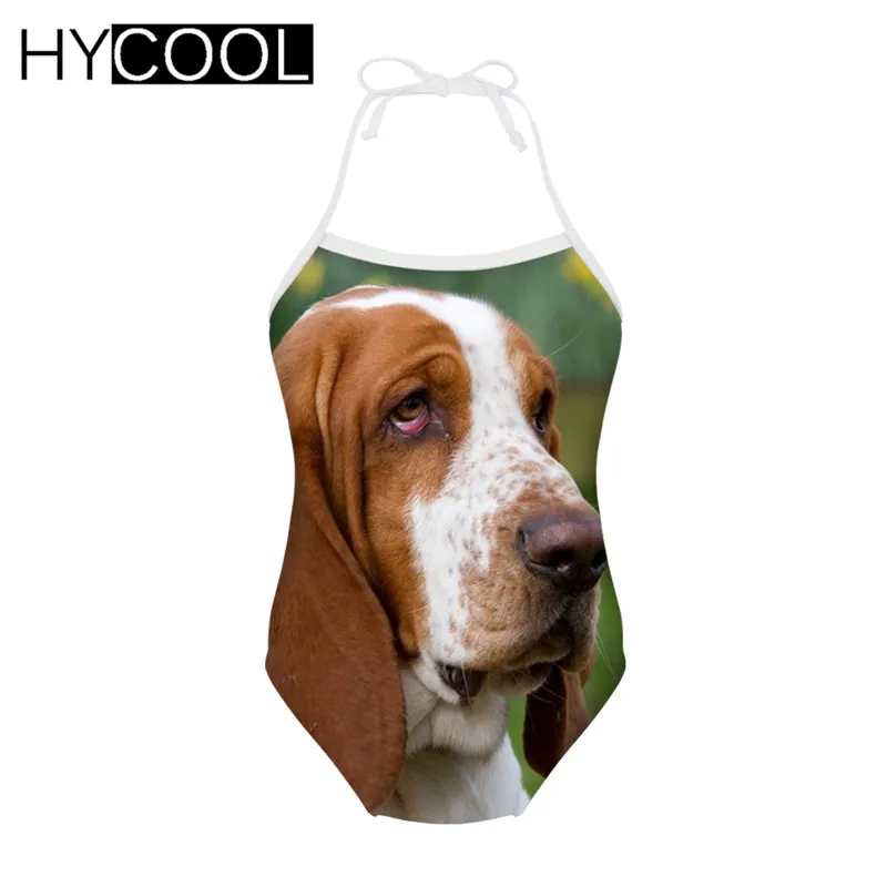 HYCOOL/цельные костюмы детская одежда для купания с принтом таксы и собаки, купальный костюм для девочек, бикини, летний купальный костюм для детей возрастом от 3 до 8 лет