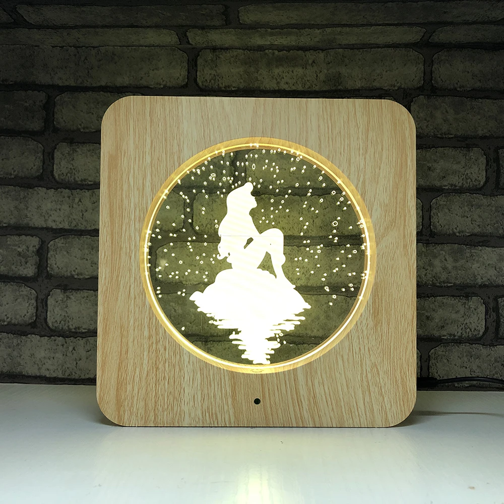 Новинка настольная ночник деревянный узор рамка мечта девушка 3D иллюзия Ночная