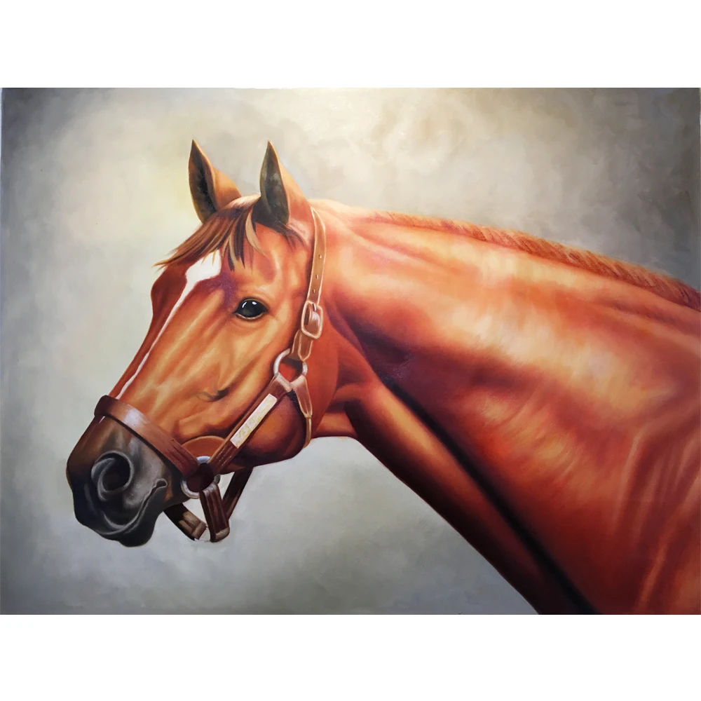 Ручная роспись на холсте масляная живопись лошадью современное настенное