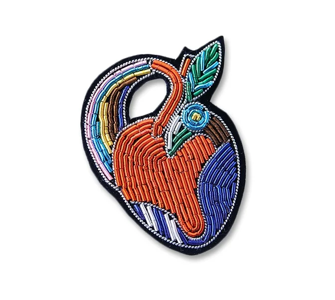 DIY New 3D Hand embroidery badges Heart Embroiderd metal wire applique for Coat Trousers Bag Brooch | Дом и сад