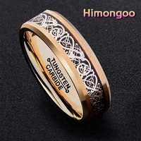 himongoo 6mm gold mens tungsten carbide ring engagement wedding band inlay dragon carbon fibre comfort fit