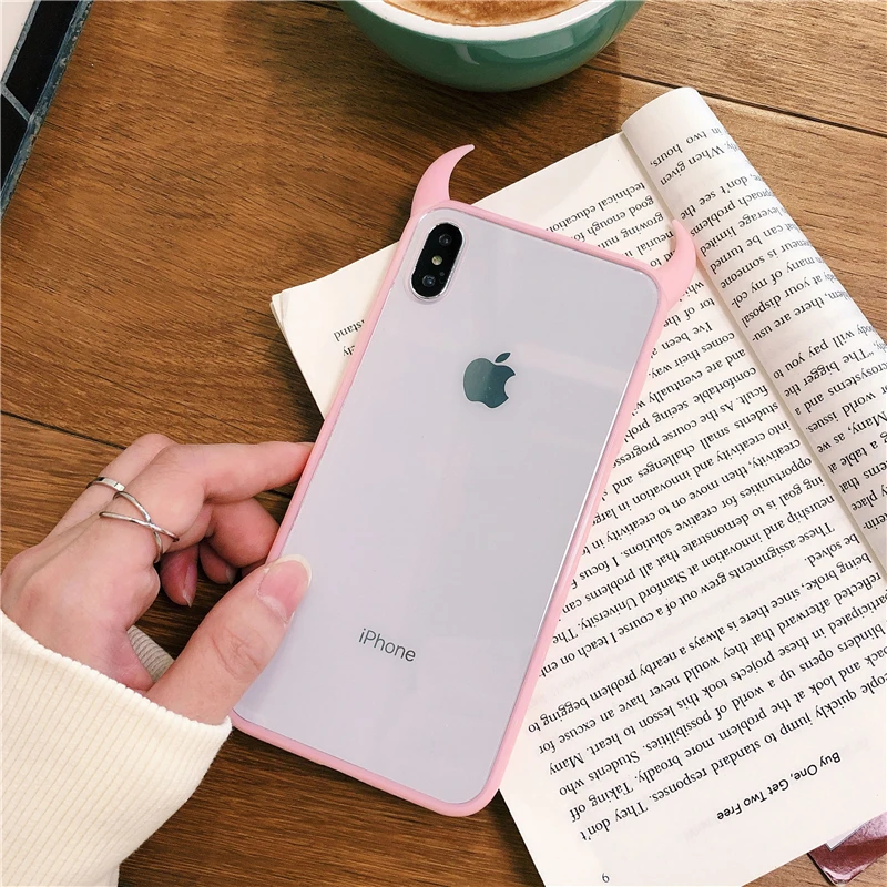 Милый персональный чехол для телефона с рогом дьявола для iPhone 11 Pro Max XR XS Max 7 8 6S Plus чехол мягкий акриловый прозрачный чехол для телефона