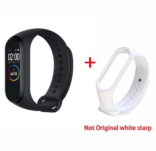 add white strap Xiaomi mi Band 4 умный браслет 3 цвета AMOLED экран mi band 4 Smartband фитнес-тренажер Bluetooth спортивный водонепроницаемый смарт-браслет - Цвет: add white strap