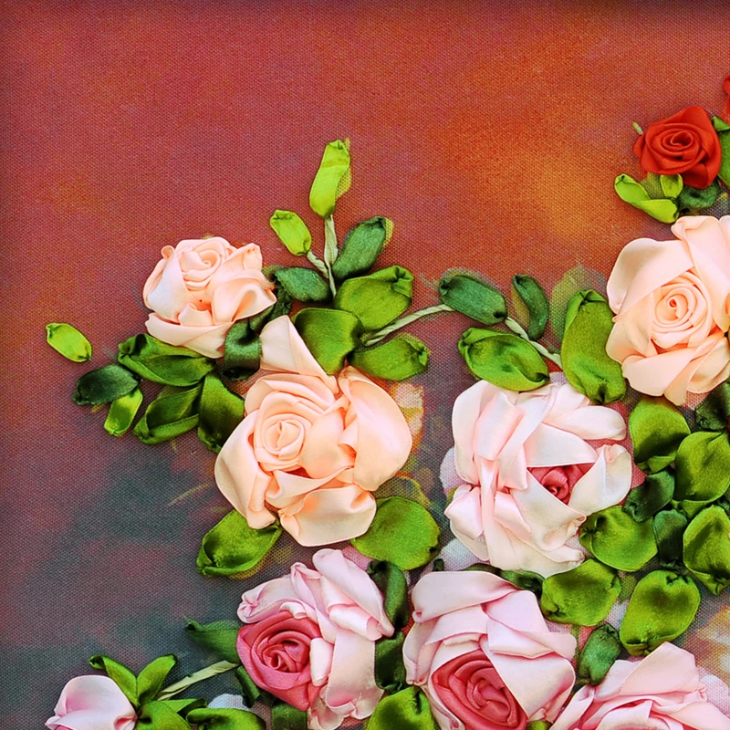 Лента вышивка diy Рисование на холсте цветной принт цветы картина роза рукоделие