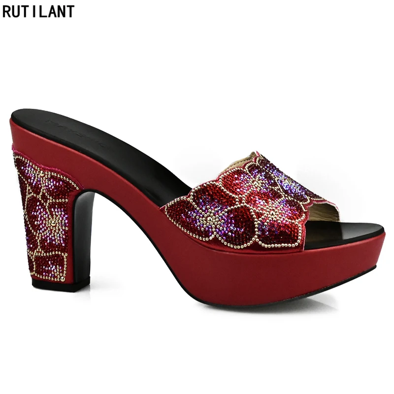 Новое поступление свадебные туфли Красного цвета в африканском стиле