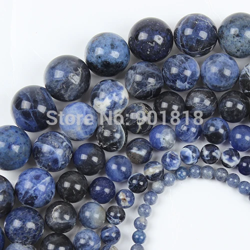 Круглые свободные каменные бусины-разделители голубой содалит натуральный