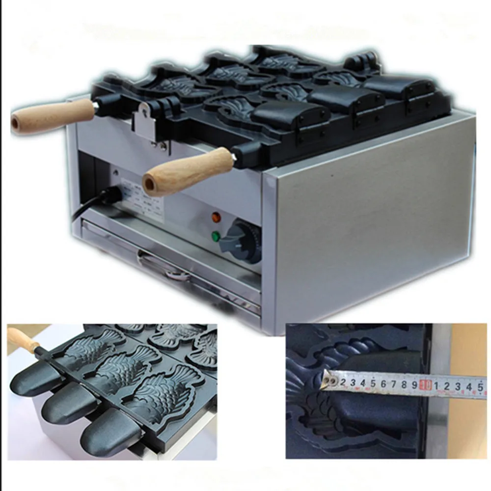 

220V electric ice cream taiyaki fish waffle machine 3pcs open mouth korean ice cream fish waffle maker ZF