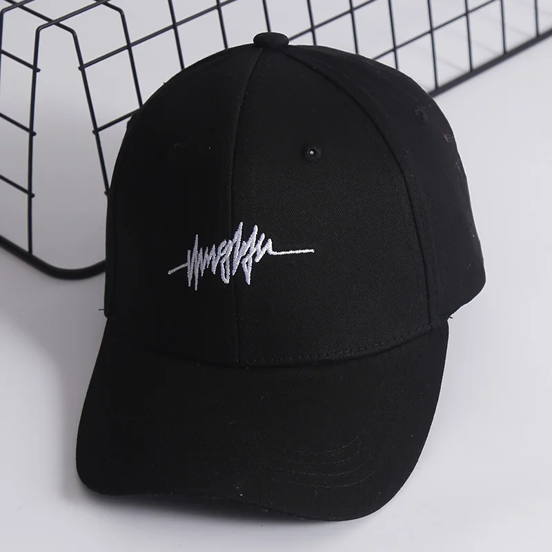 black Новая мода Личность Вышивка Белый Кепки хлопок Swag Snapback Головные уборы для мужчин и женщин в стиле хип-хоп бейсболка с регулируемым размером Кепки s - Цвет: black