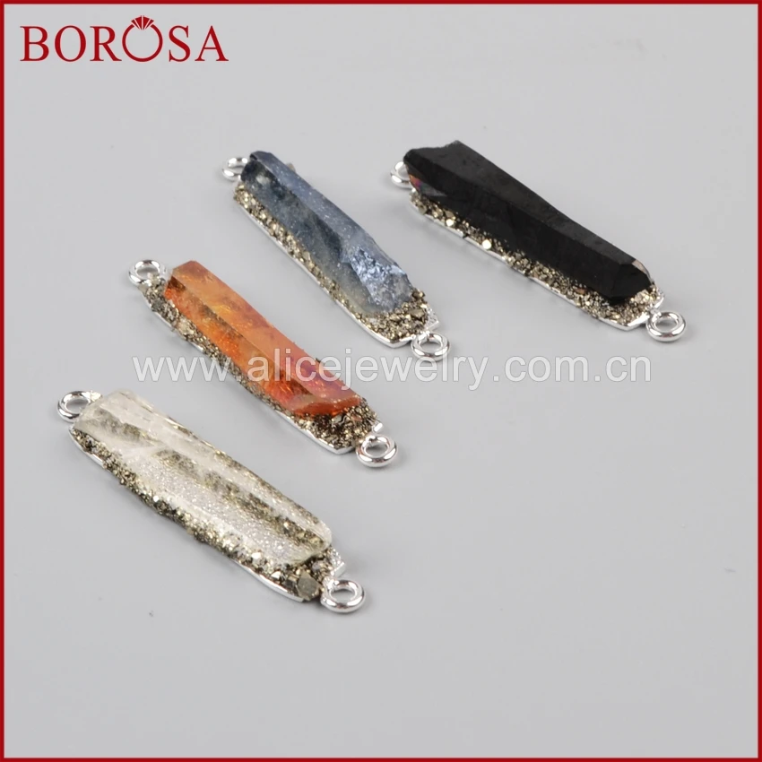 Borosa Новый приходить Multi Цвет Drusy кластера аура кварц Druzy Кристалл точка серебра