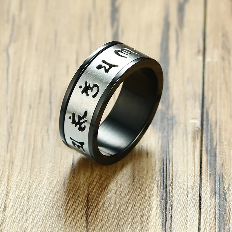 Мантра медитация спиннинг кольцо для мужчин из нержавеющей стали тибетский