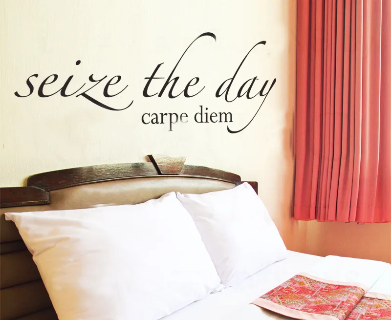 English Carpe Diem bed bedroom home decorative wall stickers PVC trade environment customized G138|environ|environmentally friendly manufactured
