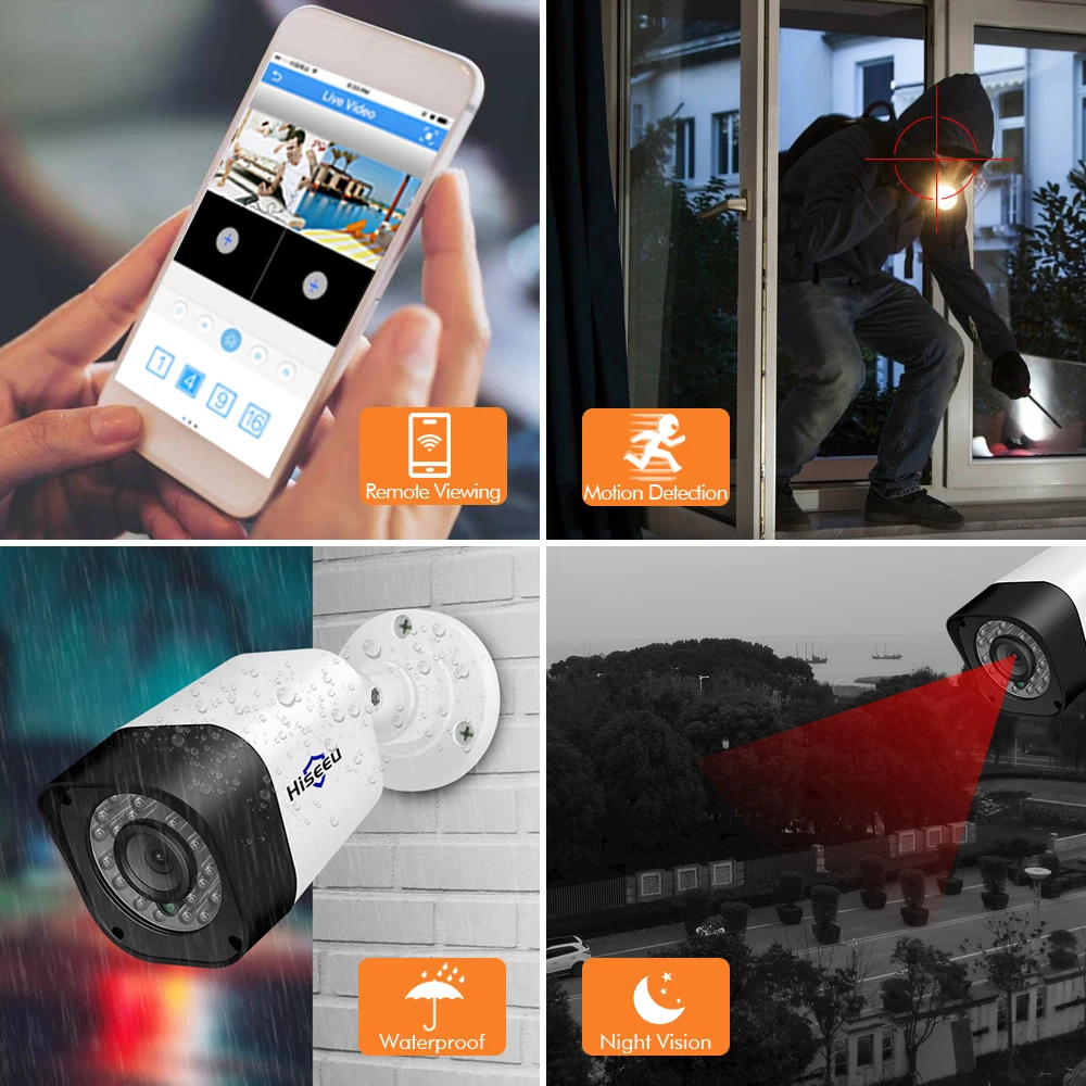 4CH CCTV камера 2 шт. 1.0MP 2MP Водонепроницаемая наружная домашняя безопасности Hiseeu AHD