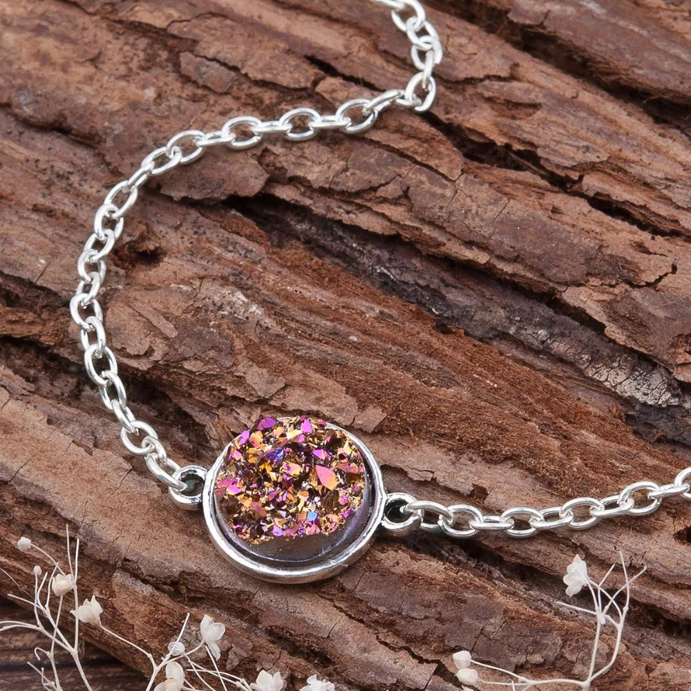 DoreenBeads резиновые Drusy браслеты серебряного цвета и серебристого разноцветные