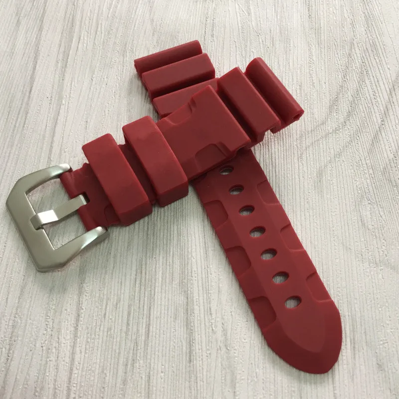 Merjust спортивные Стиль каучуковый ремешок 24 мм/26 мм, ремешок для Часы Panerai ремешок с защитой от пыли и Водонепроницаемый ремешки для часы PAM ремень