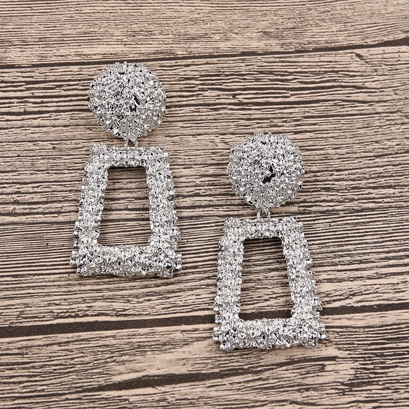 STRATHSPEY Geometry Metal Hammered Statement Earrings For Women Big Pendant Black Drop Earring Fashion Jewelry Wholesale | Украшения и