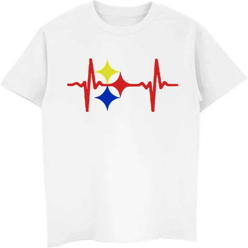 Новая модная мужская футболка с коротким рукавом и круглым вырезом Steelers Heart Beat