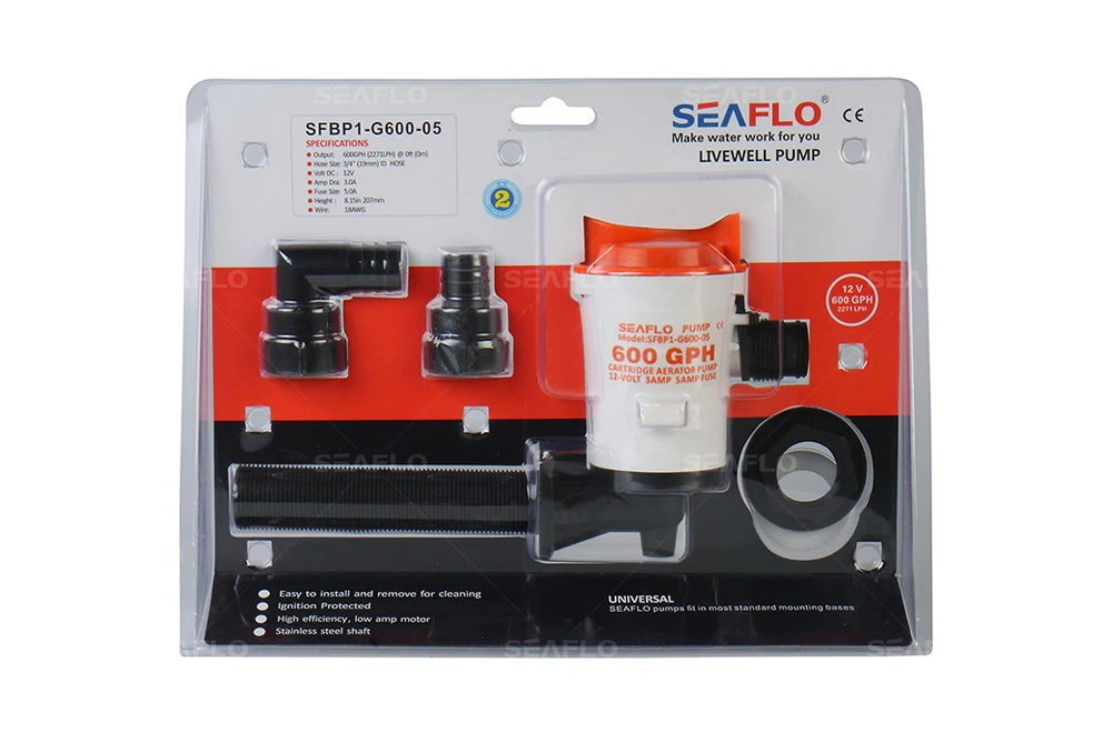 SEAFLO 600GPH 12В 600gph Livewell Live Well лодочный резервуар аэратор угловой откачивающий