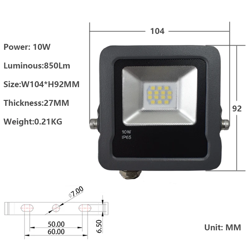 AC220V IP65 LED Floodlight 10W 20W 50W 100W Waterproof Spotlight Led Flood Light for Outdoor Garden Billboard Project Decor Lamp | Освещение