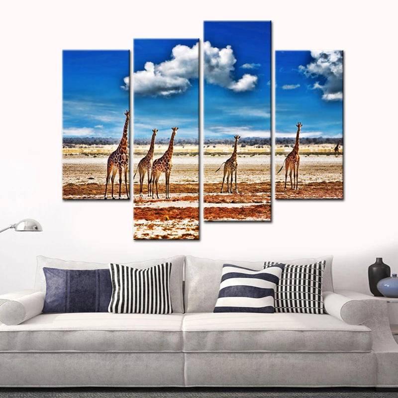 Картина на холсте с изображением жирафа 4 шт.|oil painting|wall decor picturecanvas painting |