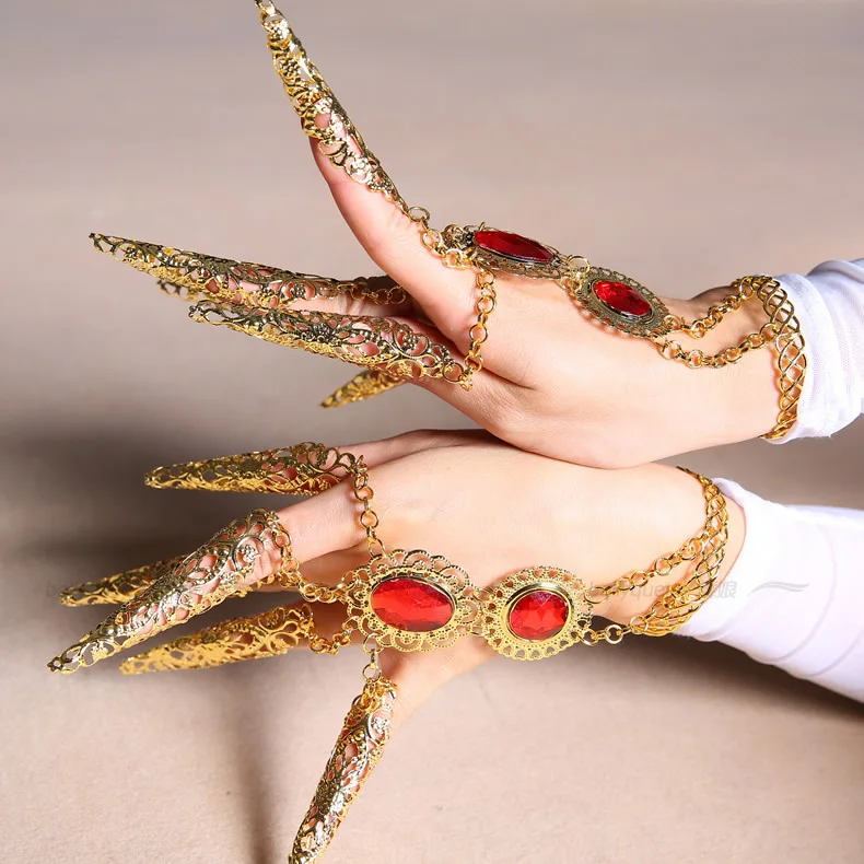 Оптовые детские танец живота аксессуары красный драгоценный камень ногтей дети