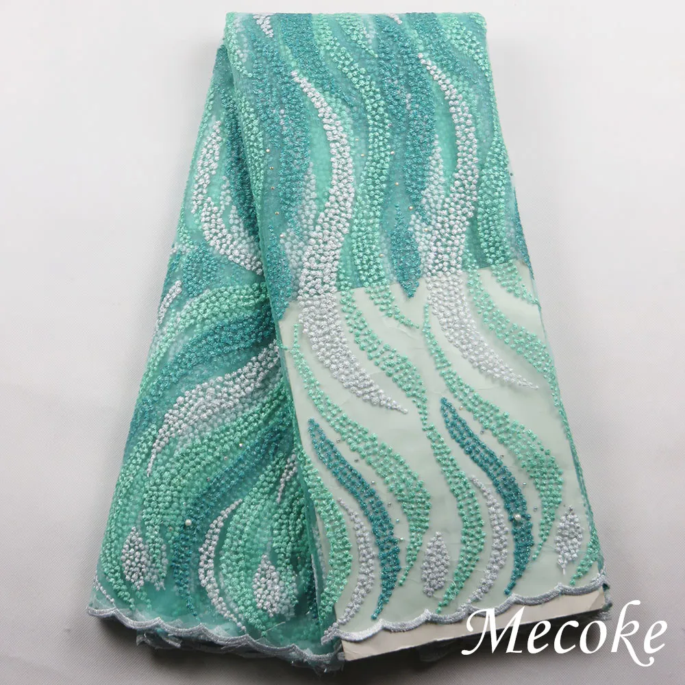 Высокое Качество Нигерии Кружевной Ткани С Бисером Африканский Французский