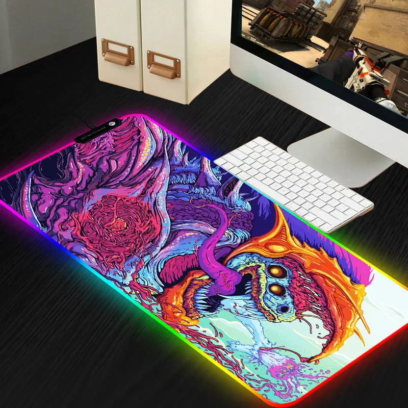 800*300 большой RGB коврик для мыши геймерский CS GO резиновый игровой с