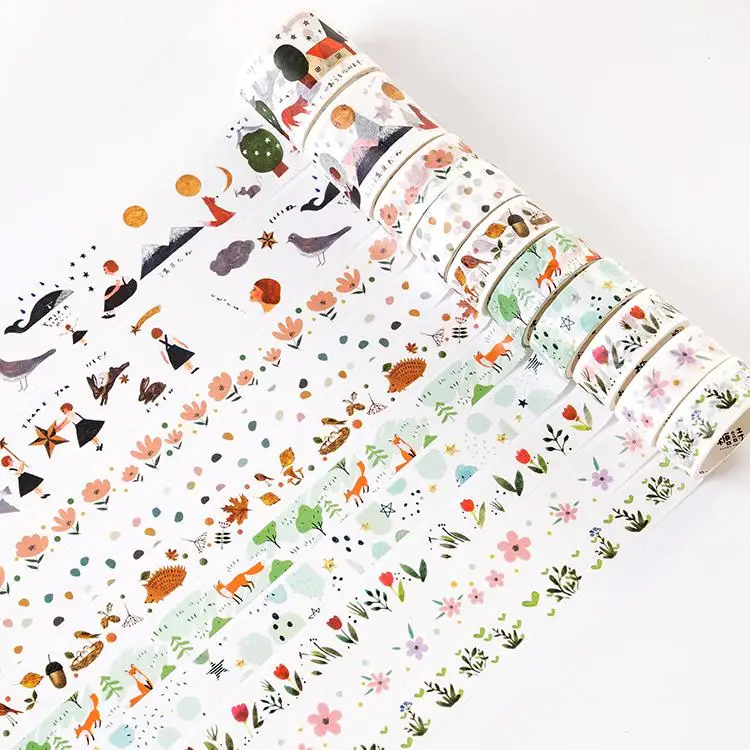 10 шт./упак. кленовый лес Животные лента Washi Diy Скрапбукинг Стикеры этикетки клейкая лента школьные канцелярские товары японская Канцелярия - Цвет: C