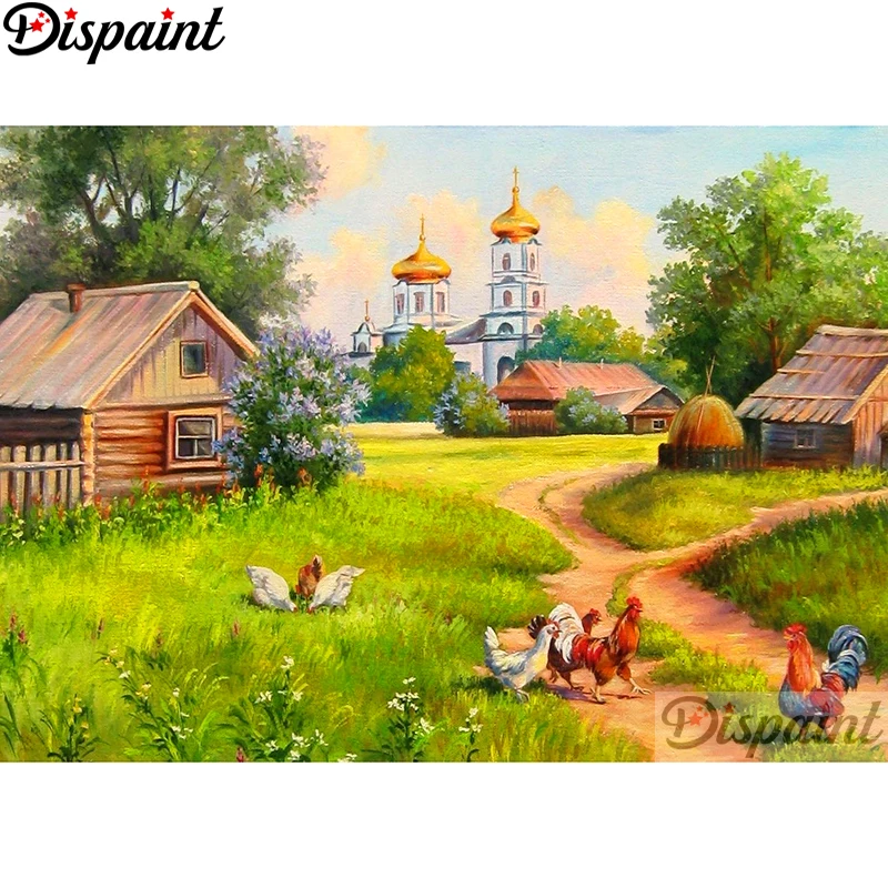 

Dispaint Full Square/Round Drill 5D DIY Diamond Painting "Chicken house" Embroidery Cross Stitch 3D Home Decor A10629