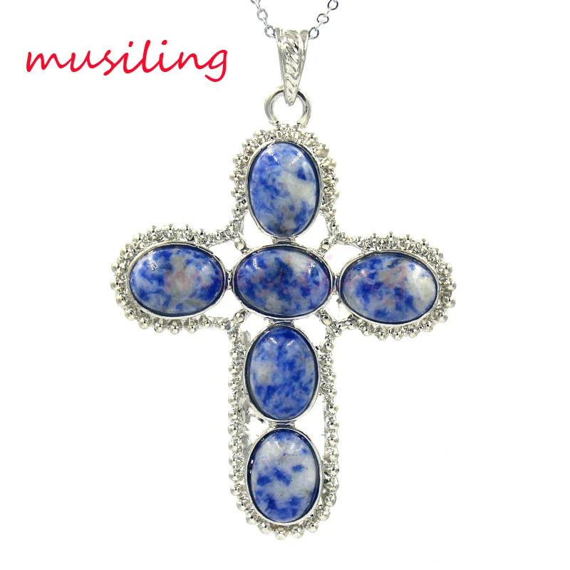 Musiling Jewelry Крест из натурального камня рейки маятниковая подвеска ожерелье цепь