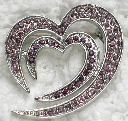 

Purple Rhinestone Heart Pin brooches Jewelry gift C136 D