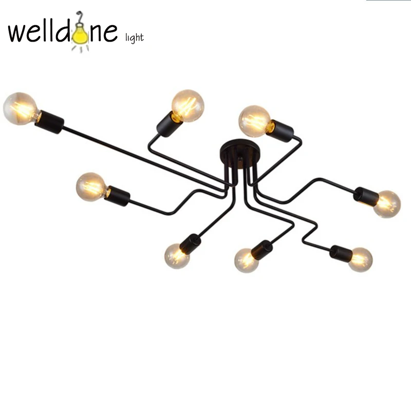 Потолочный светильник в стиле ретро черная лампа индастриал лофт скандинавский