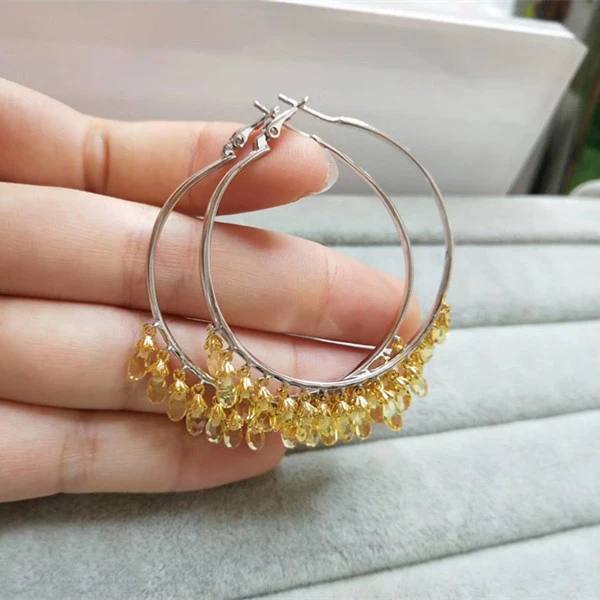Yellow Дизайнерские Модные 925 пробы серебряные ювелирные изделия 3а вечерние серьги с кубическим цирконием - Окраска металла: Yellow