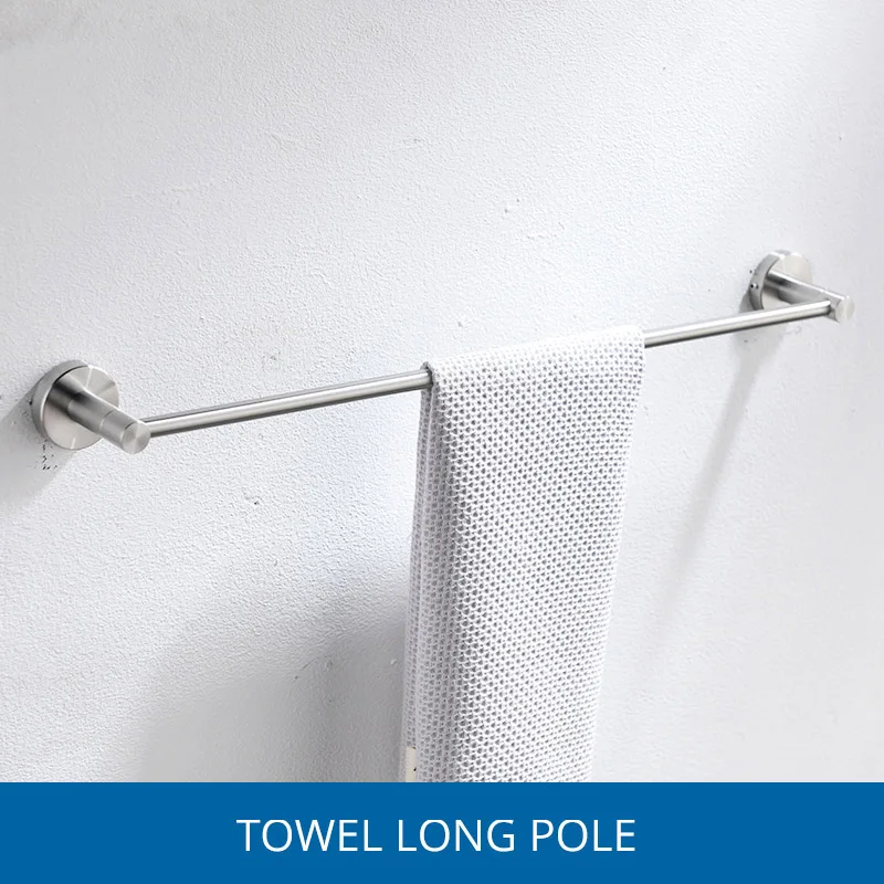 Long Towel Bar Fapully аксессуары для ванной комнаты 304 Нержавеющая сталь Матовый никель настенное крепление для полотенец крючок для халата держатель для бумаги наборы для ванной - Цвет: Long Towel Bar