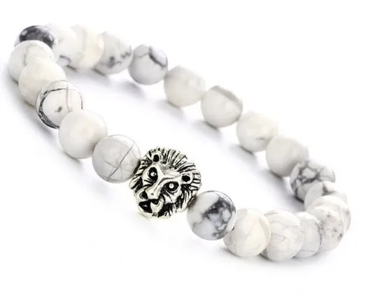 Браслет kih0211 из меди с леопардовым принтом для йоги белый оникс эластичная нить