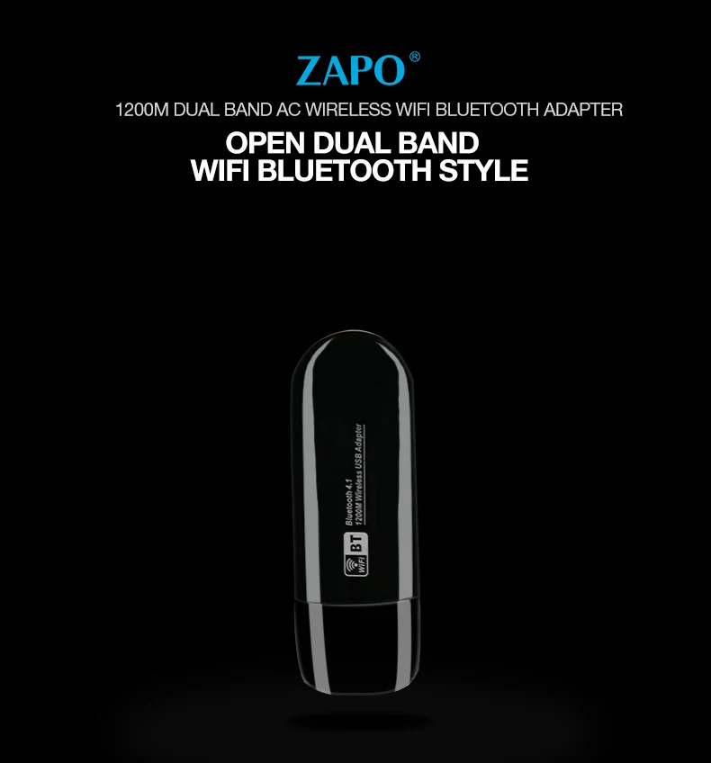 ZAPO Мода Мини 5 ГГц USB 3,0 wifi точка доступа Добавить Bluetooth 4,1 Беспроводной AC 1200 адаптер Mbps сетевая карта для настольного ноутбука тв