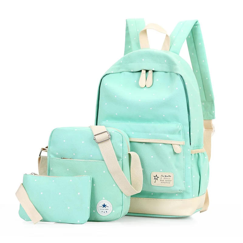 Школьный рюкзак 3 шт./компл. Корейский Холщовый Рюкзак с принтом в стиле преппи