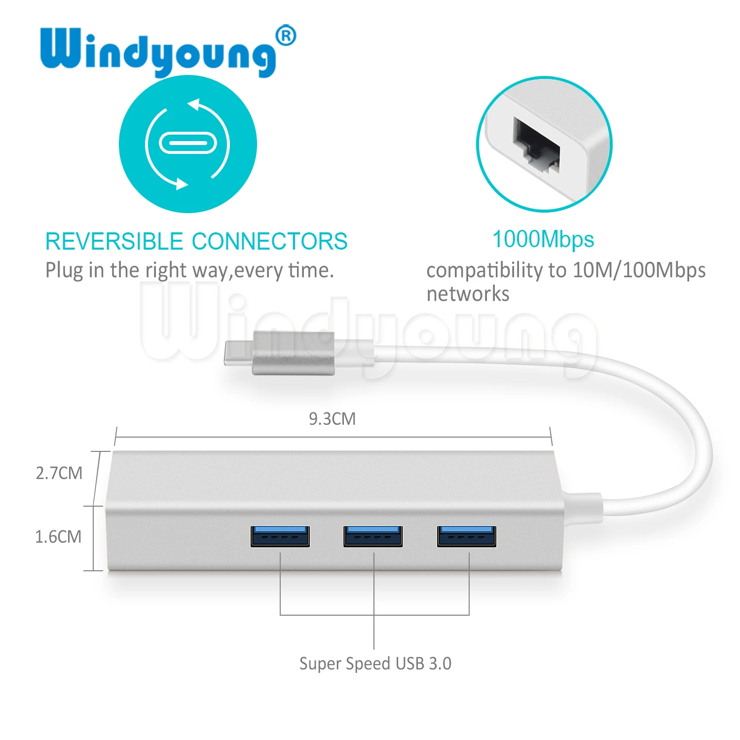 USB C Ethernet RJ45 Lan адаптер типа на 3 порта 0 концентратор 10/100/1000 Мбит/с гигабитный