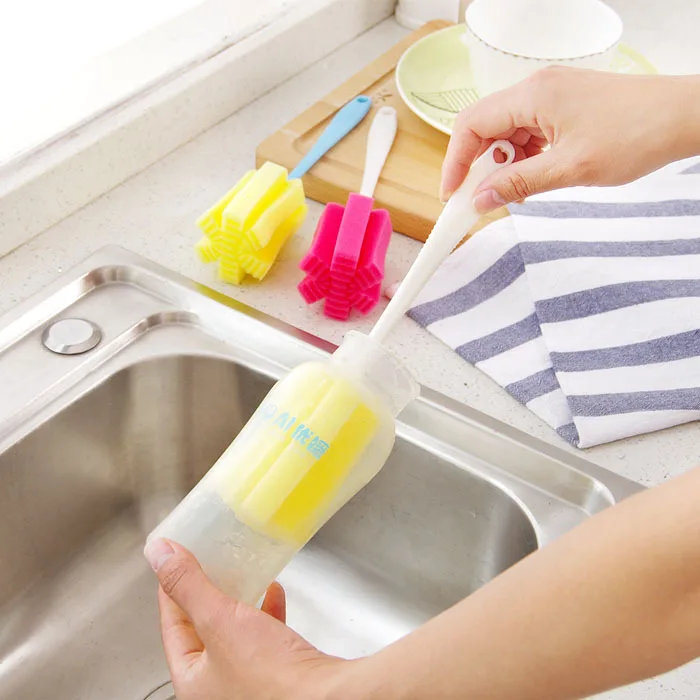 Ручная щетка для мытья посуды цветная губка Детская бутылочек с молоком | Дом и