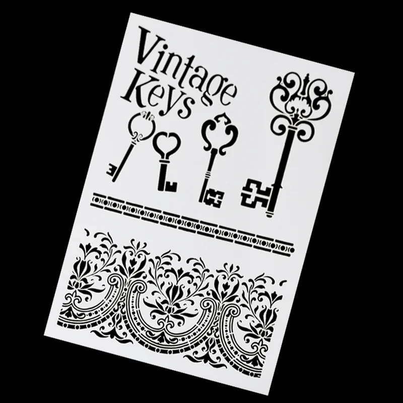 Творческий A4 старинный ключ дизайн пластиковые трафареты шаблон тиснение для