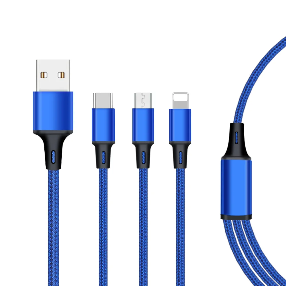 3 в 1 USB кабель для iPhone XS X 8 7 6 зарядное устройство Micro USB кабель для Android USB TypeC кабели для Samsung S9 Xiaomi