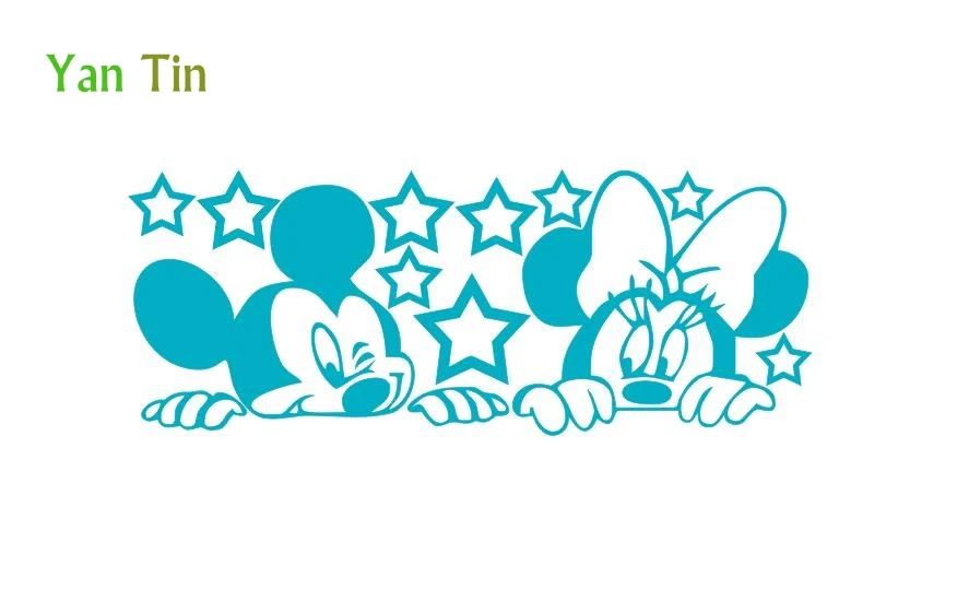 Light Blue Мультфильм Микки Маус и Минни настенные Стикеры для детской комнаты полые звезды украшения художественная Фреска самоклеющиеся звезды обои - Цвет: Light Blue