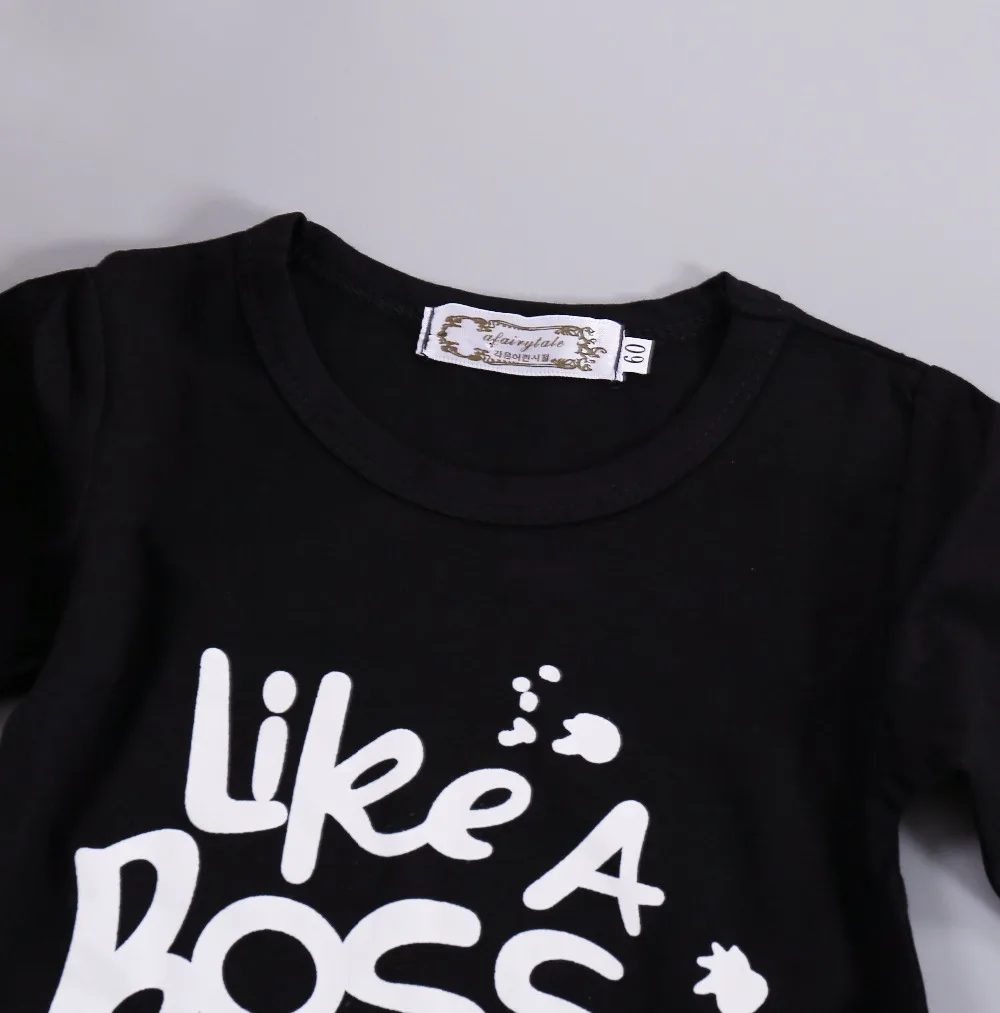 2020 Spring Autumn Baby Boy Outfits Like A Boss Long Black Tops+Pant 2PCS Clothing Sets Kids Infant Boys Girls Clothes | Детская одежда