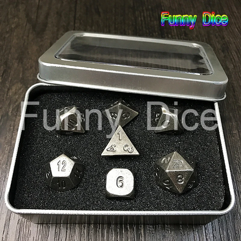 Новый металлический Набор из 7 игральных костей d4 d6 d8 d10 d % d12 d20 для настольной игры